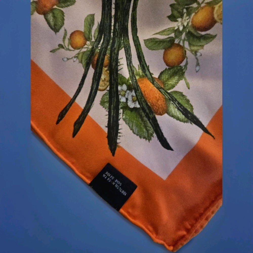 Texas wildflower Silk scarf, bluebonnet Bug Botanical Pink orange Souvenir Large - Picture 3 of 10